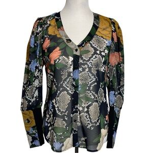 ♥️ CAbi Snake Charmer Semi-Sheer Blouse Size XS (#3762)